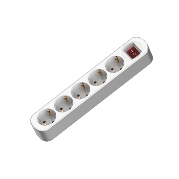 5 Way German Power Extension Strip Without Switch